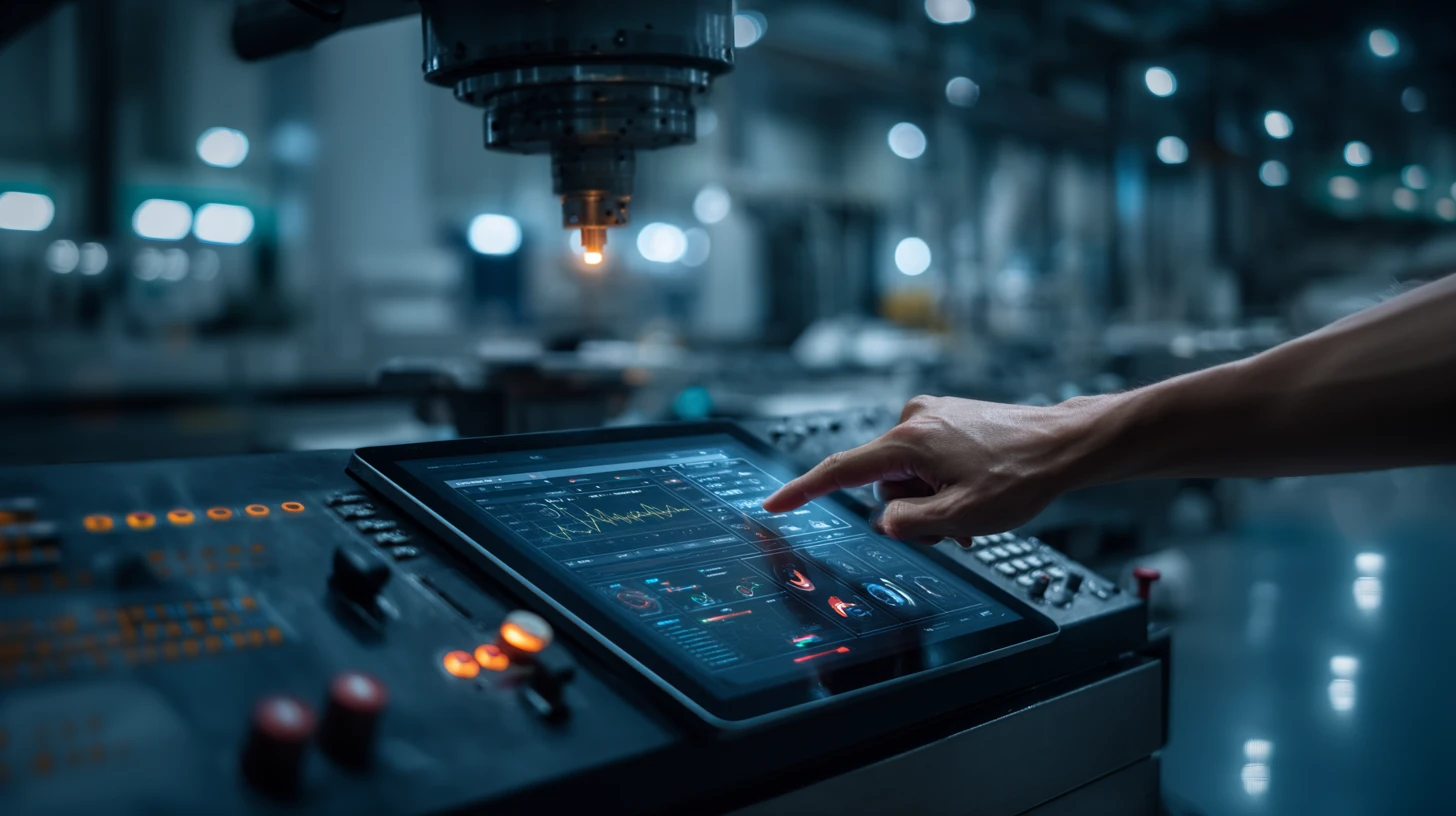 Sviluppatore Tiknil testa un'app embedded su un display Android industriale di un macchinario.